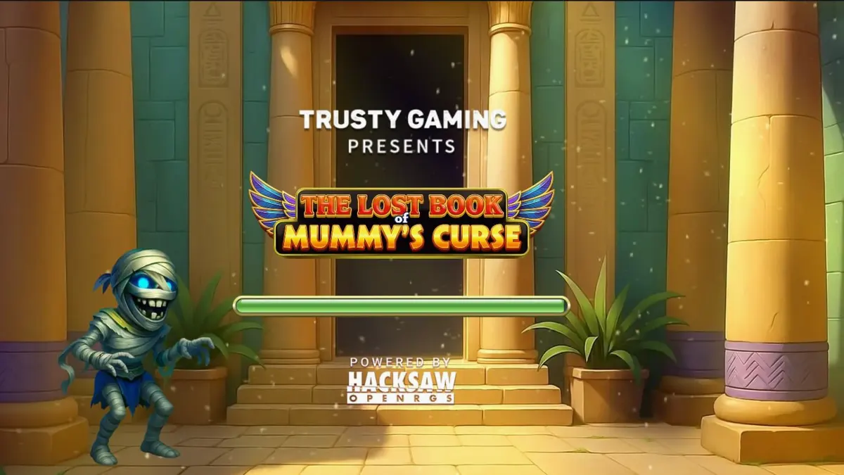 Tampilan visual slot The Lost Book of Mummy’s Curse dengan tema Mesir kuno yang ceria