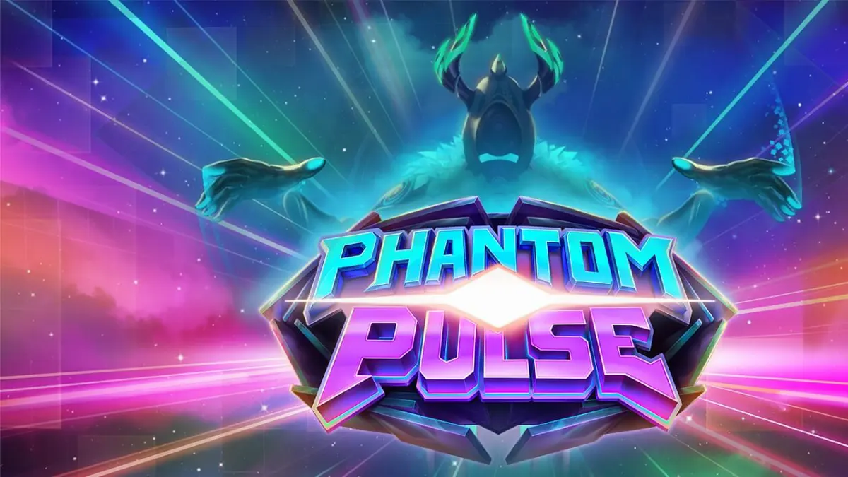 Tampilan layar slot Phantom Pulse di perangkat seluler yang menunjukkan grid 7x7 dan efek visual kosmik.